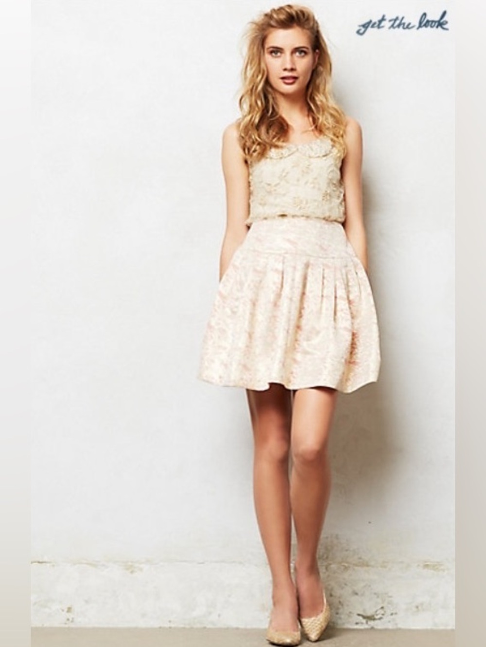 Anthropologie MOULINETTE SOEURS Skirt SUGARPLUM Brocade Pink Gold Shimmer NWT